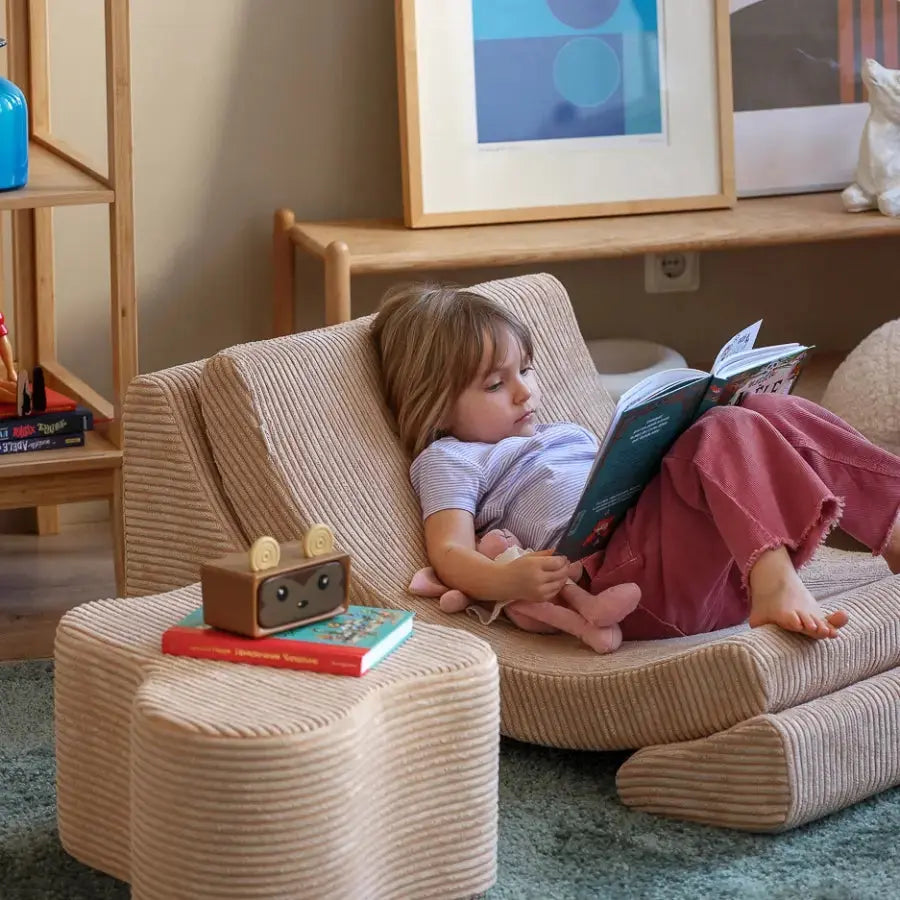 Fauteuil Lune Enfant Velours recyclé Beige - Wigiwama Wigiwama