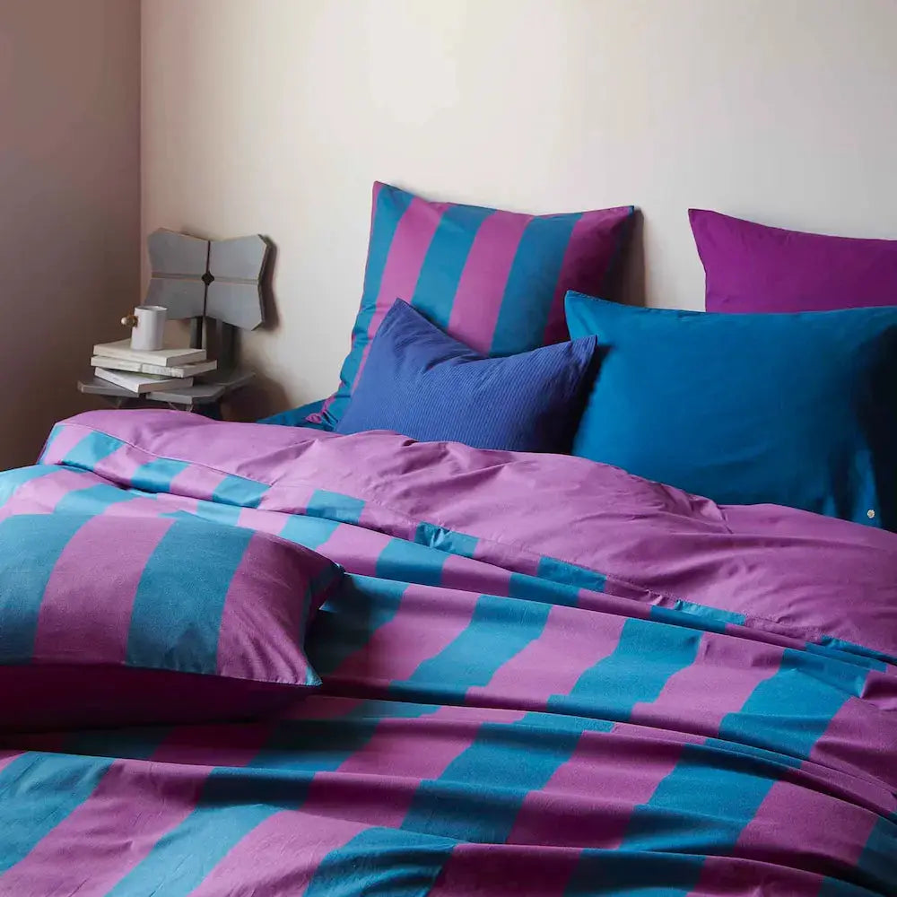 Housse de Couette Rayée Coton Bio - Malo Purple Rain La Cerise sur le Gâteau