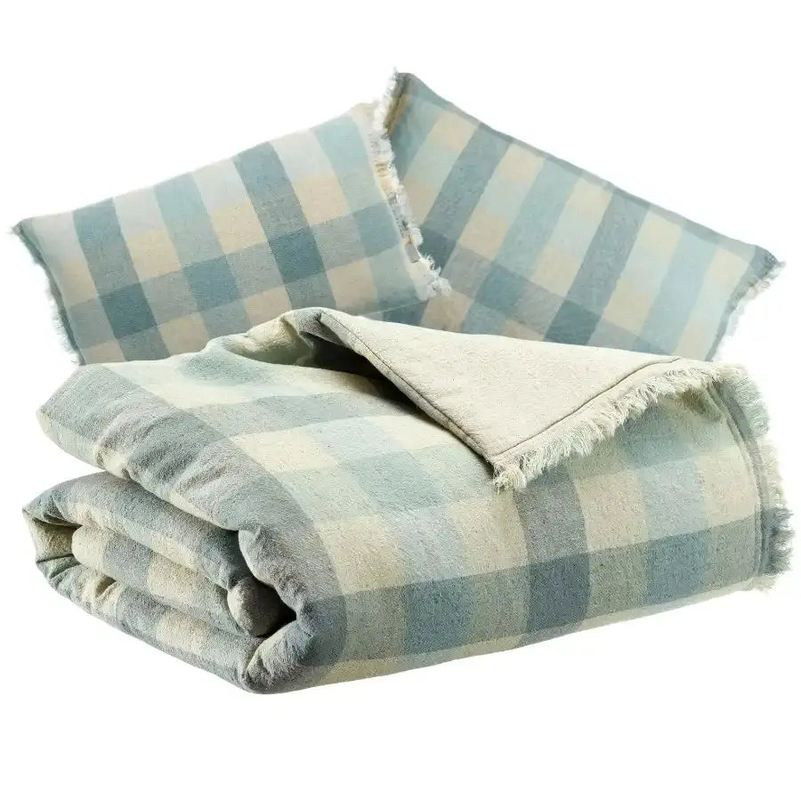 Plaid Bleu à carreaux - modèle Kate Myosotis Vivaraise