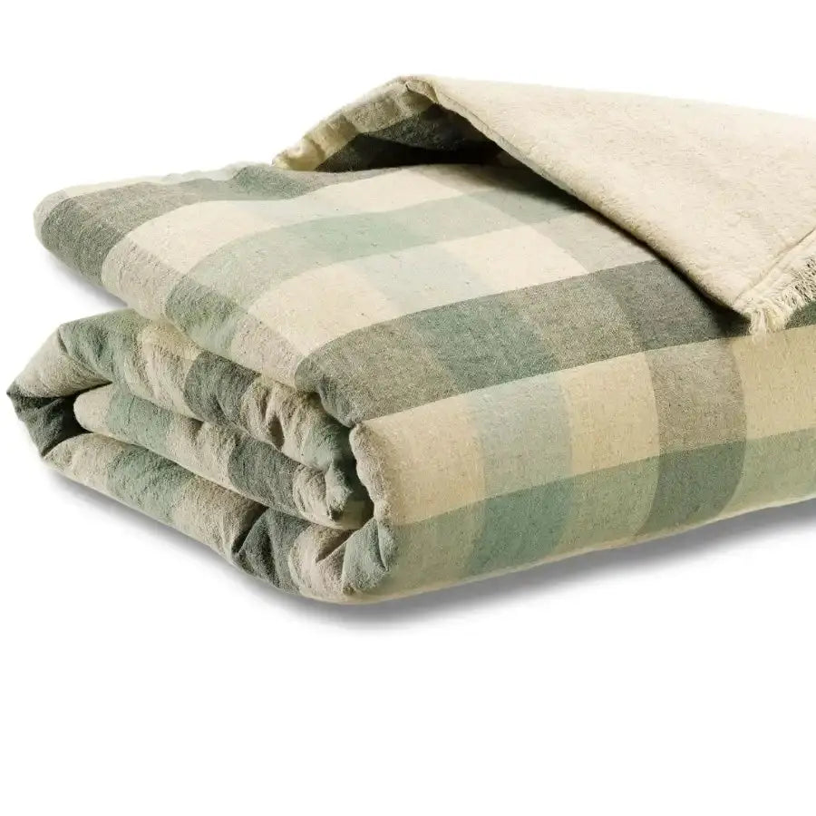 Plaid Vert en lin et coton recyclé - modèle Kate Thym Vivaraise