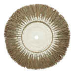 Suspension Murale Bohème raphia naturel et coton blanc - 60x60 Bazar Bizar