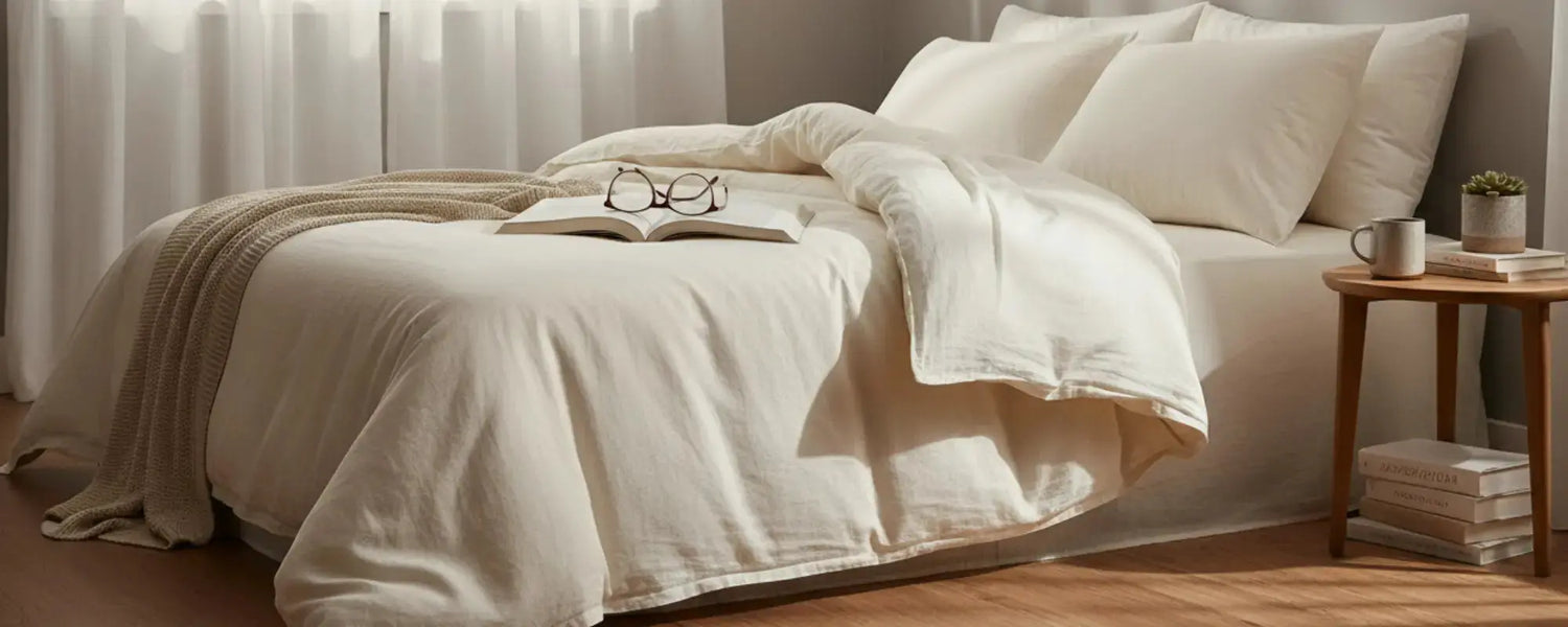 Housse de couette beige 220x240 sur un lit - astuces pour bien la choisir