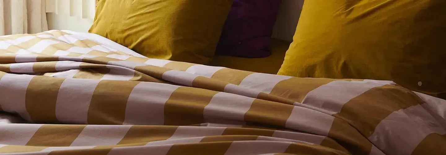 Housse de couette ocre rayé La Cerise sur le Gâteau