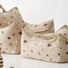 Poufs poire et pouf carré motifs terrazzo beige en tissu bouclette - Wigiwama