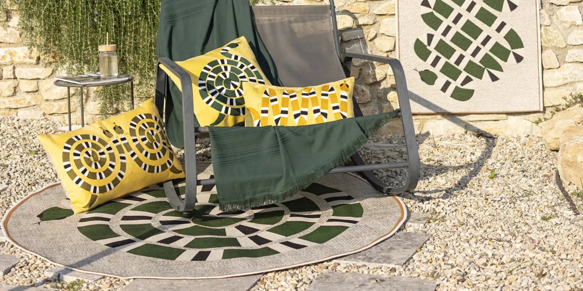 Tapis extérieur élégant et résistant à la pluie pour terrasse