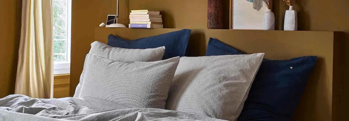 Taies d'oreiller carreaux blanc et noir en coton bio 