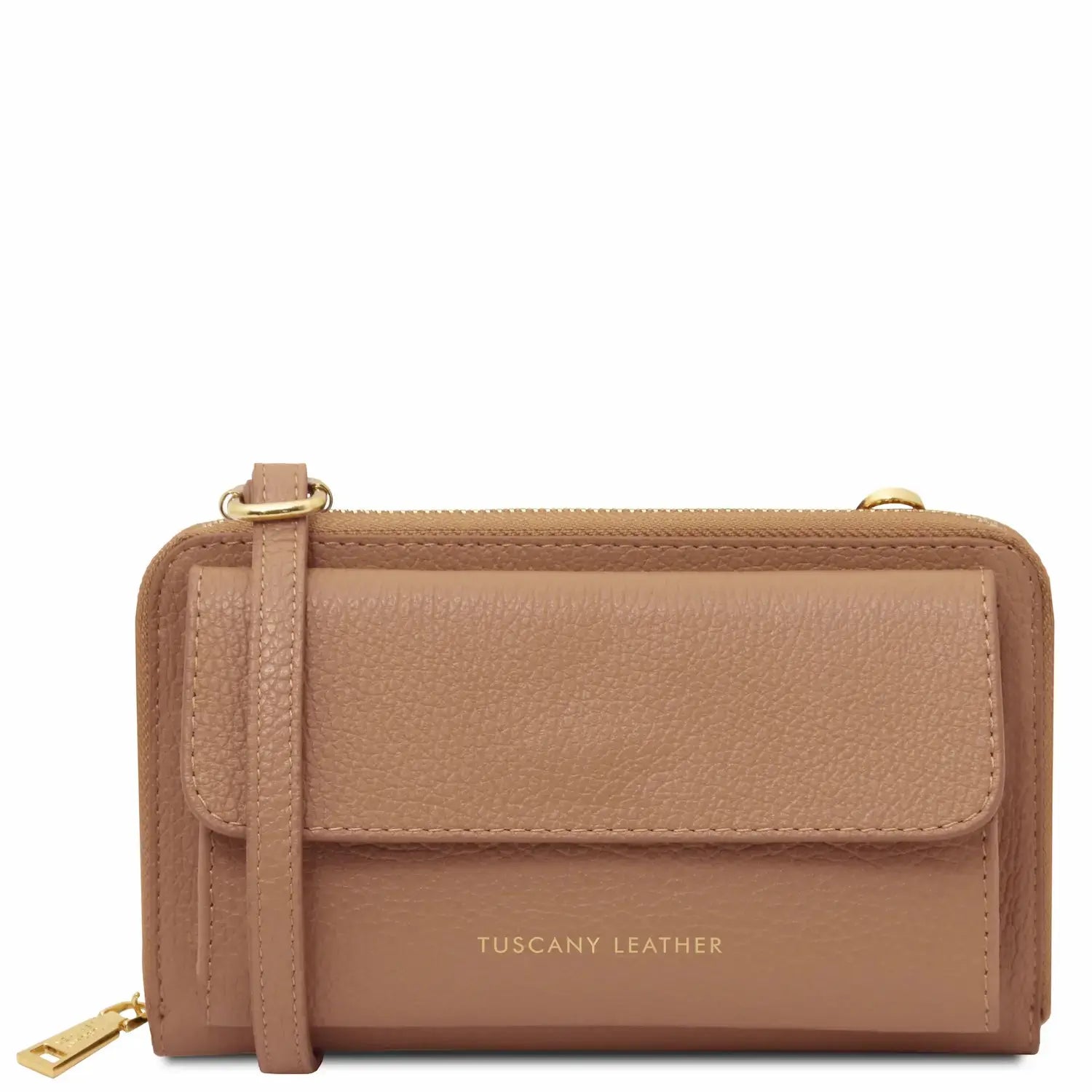 Portefeuille Téléphone en Cuir Avec Bandoulière – URANIA TL142433 Tuscany Leather