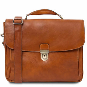 Cartable Porte Ordinateur TL SMART Multi Compartiments en Cuir Naturel - Alessandria TL140825 Tuscany Leather