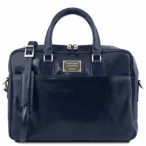 Cartable en Cuir Porte Ordinateur Avec Poche Frontale - Urbino TL141241 - bleu - Tuscany Leather