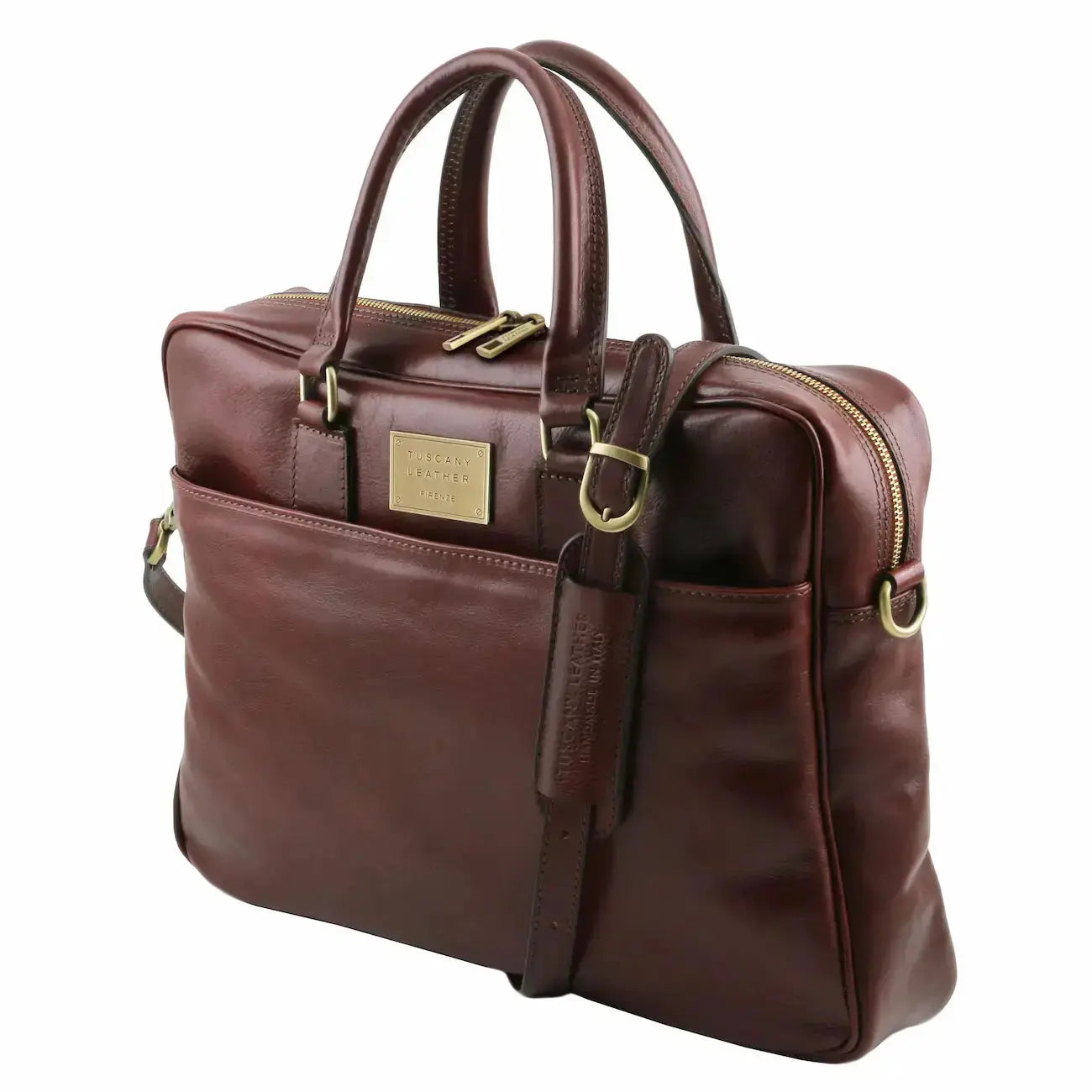 Cartable en Cuir Porte Ordinateur Avec Poche Frontale - Urbino TL141241 - marron - Tuscany Leather