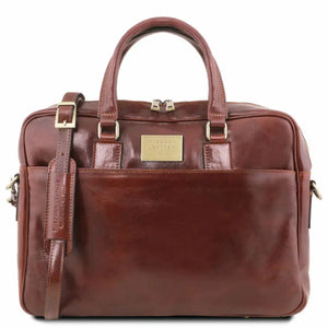 Cartable en Cuir Porte Ordinateur Avec Poche Frontale - Urbino TL141241 - marron - Tuscany Leather