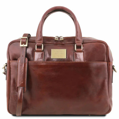 Cartable en Cuir Porte Ordinateur Avec Poche Frontale - Urbino TL141241 - marron - Tuscany Leather