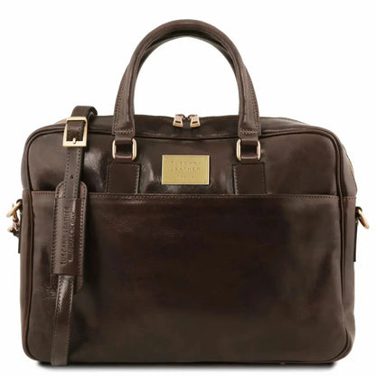 Cartable en Cuir Porte Ordinateur Avec Poche Frontale - Urbino TL141241 - marron foncé - Tuscany Leather