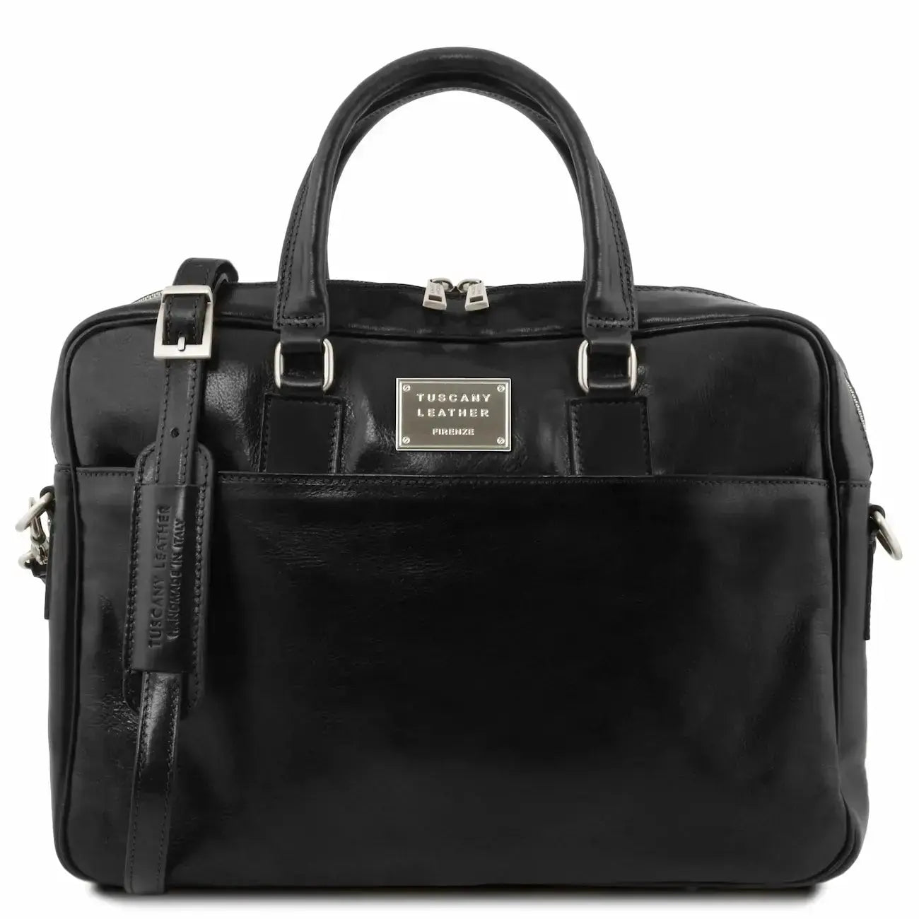 Cartable en Cuir Porte Ordinateur Avec Poche Frontale - Urbino TL141241 - noir - Tuscany Leather