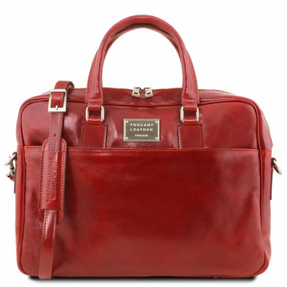 Cartable en Cuir Porte Ordinateur Avec Poche Frontale - Urbino TL141241 - rouge - Tuscany Leather