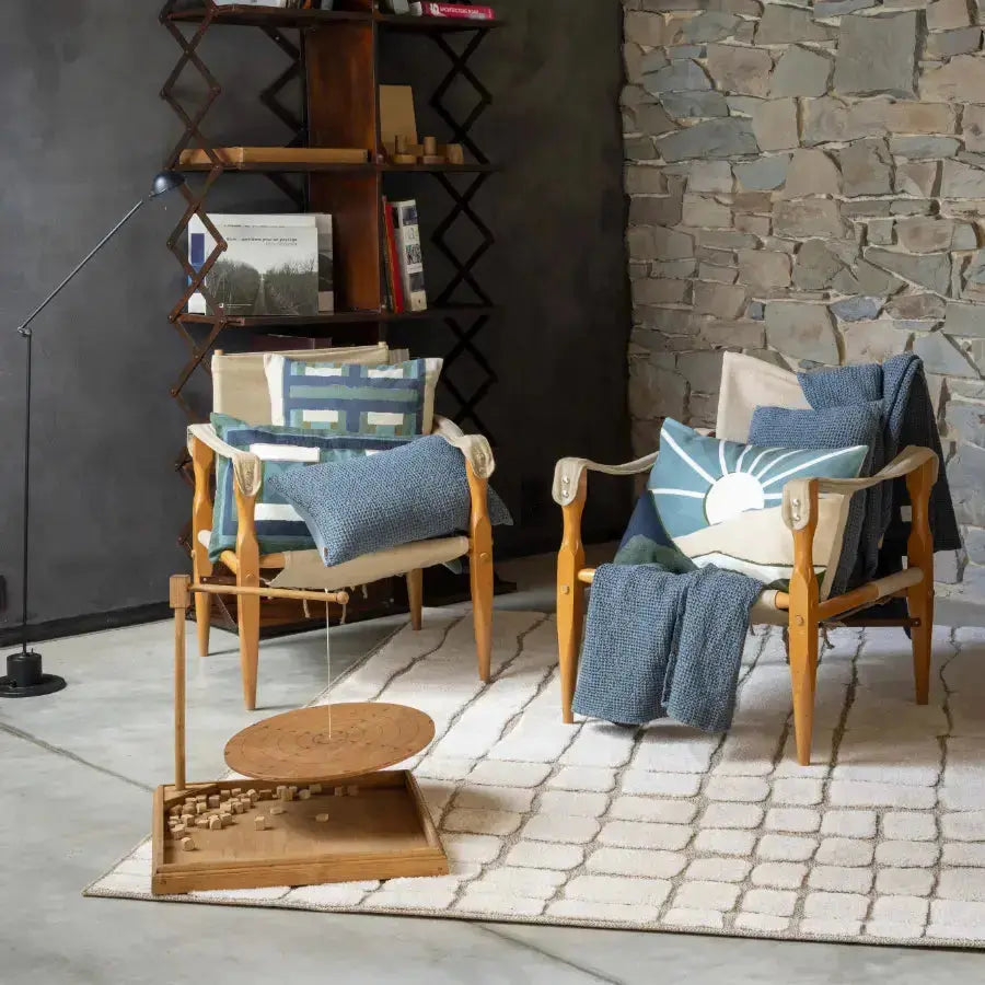 Coussin Brodé Elie vert de gris 40x65 cm Vivaraise