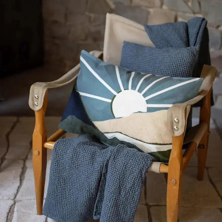 Coussin Brodé Elie vert de gris 40x65 cm Vivaraise