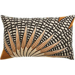 Coussin Brodé Ewan Cuivre - 100% coton - fougères cuivrées, feuillage noir graphique Vivaraise