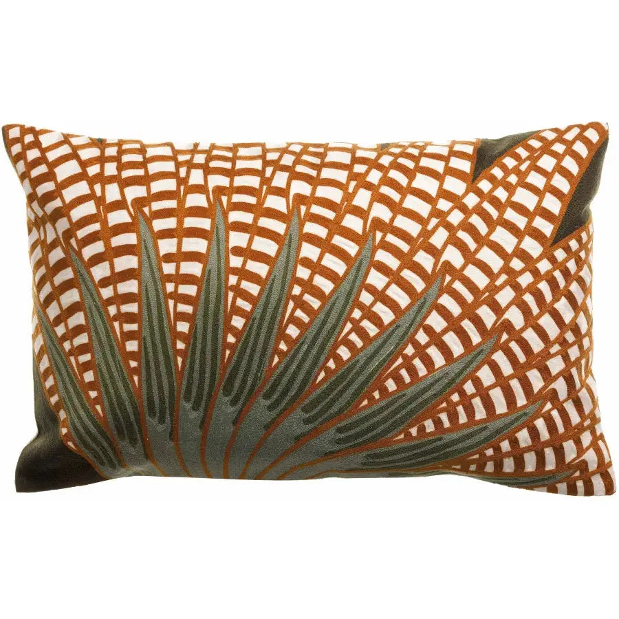 Coussin Brodé Ewan Fougère Rectangulaire - 100% coton - couleurs automnales Vivaraise