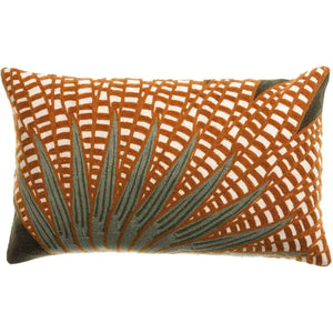 Coussin Brodé Ewan Fougère Rectangulaire - 100% coton - couleurs automnales Vivaraise
