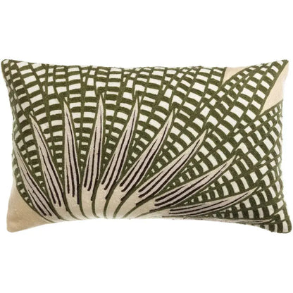Coussin Brodé Ewan Lin en coton Oeko-Tex - motif feuillage nature Vivaraise
