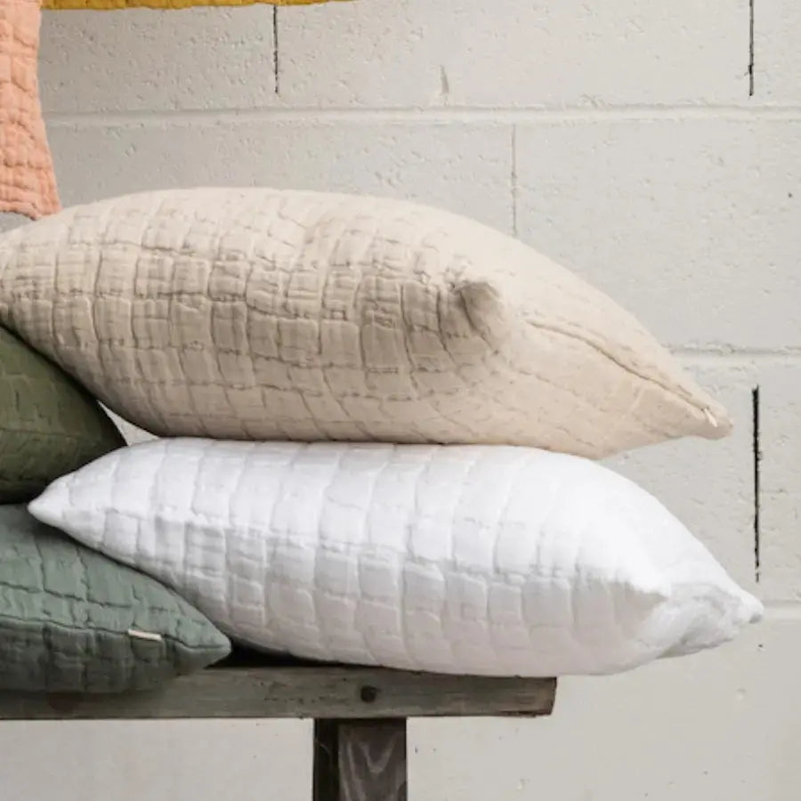 Coussin Carré Coton Swami Blanc- 45X45 Vivaraise