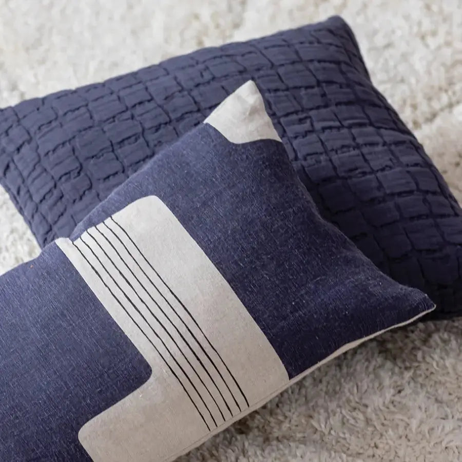 Coussin Carré Coton Swami Marine - 45X45 Vivaraise