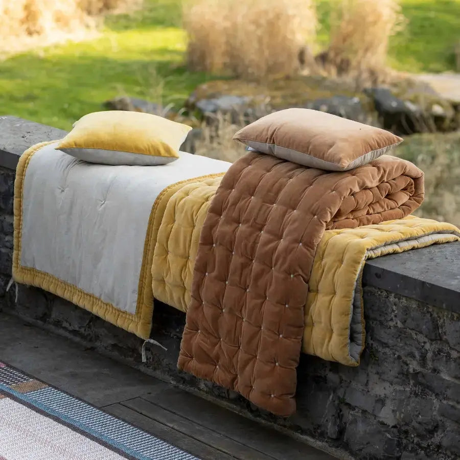 Coussin Chambray Jaune - Elise Maîs Vivaraise