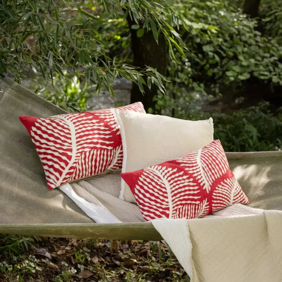 Coussin Coton Brodé - Flora Papaye - 40x65 Vivaraise