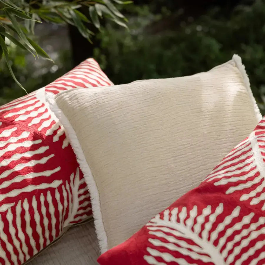 Coussin Coton Brodé - Flora Papaye - 40x65 Vivaraise