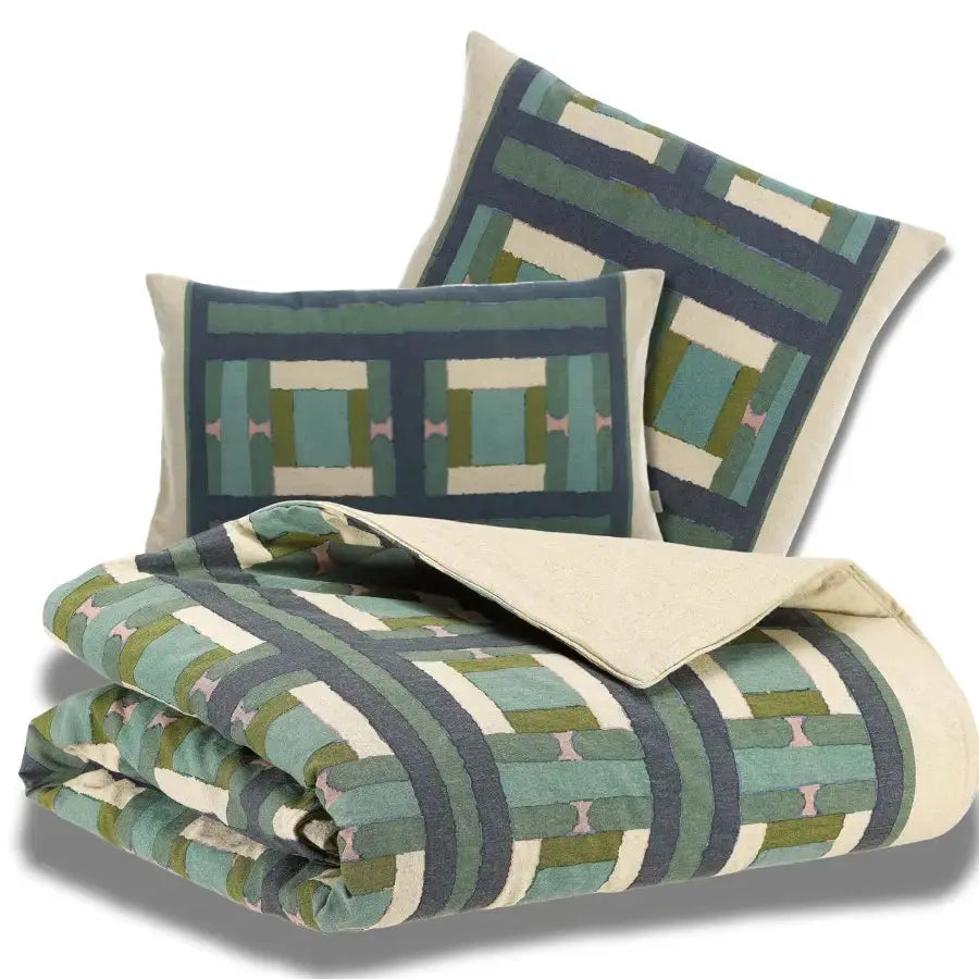 Coussin Imprimé Recyclé - Taho Vert de gris Vivaraise