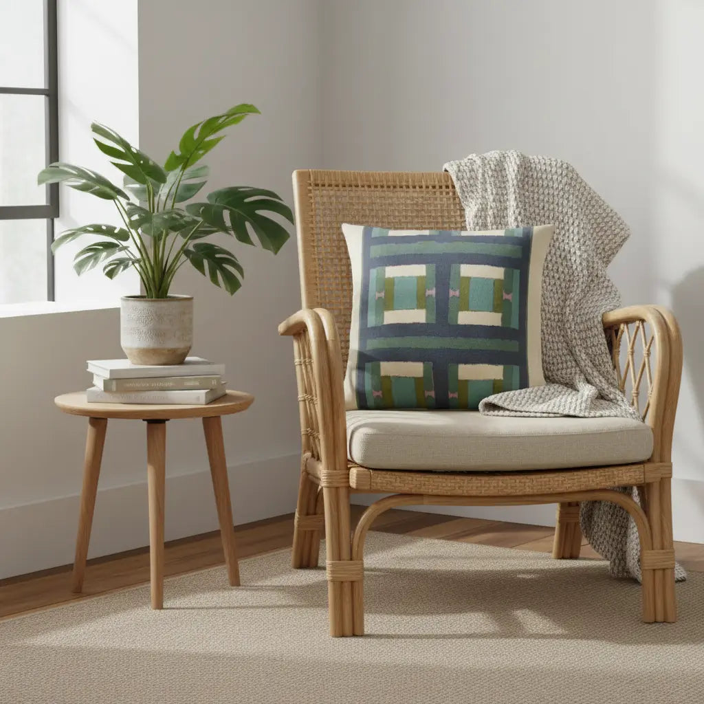 Coussin Imprimé Recyclé - Taho Vert de gris Vivaraise