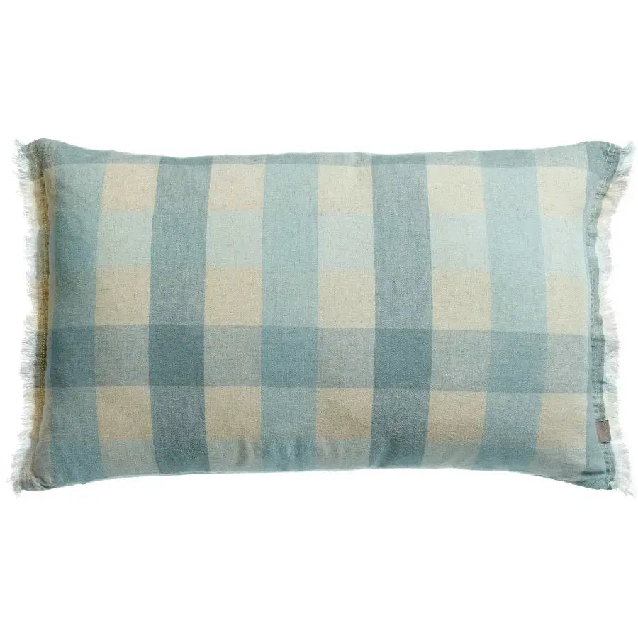 Coussin bleu à carreaux - modèle Kate Myosotis Coussin Dorsey