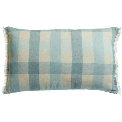 Coussin bleu à carreaux - modèle Kate Myosotis Coussin Dorsey