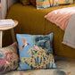 Coussin brodé bleu multicolore Lola 45x45 cm