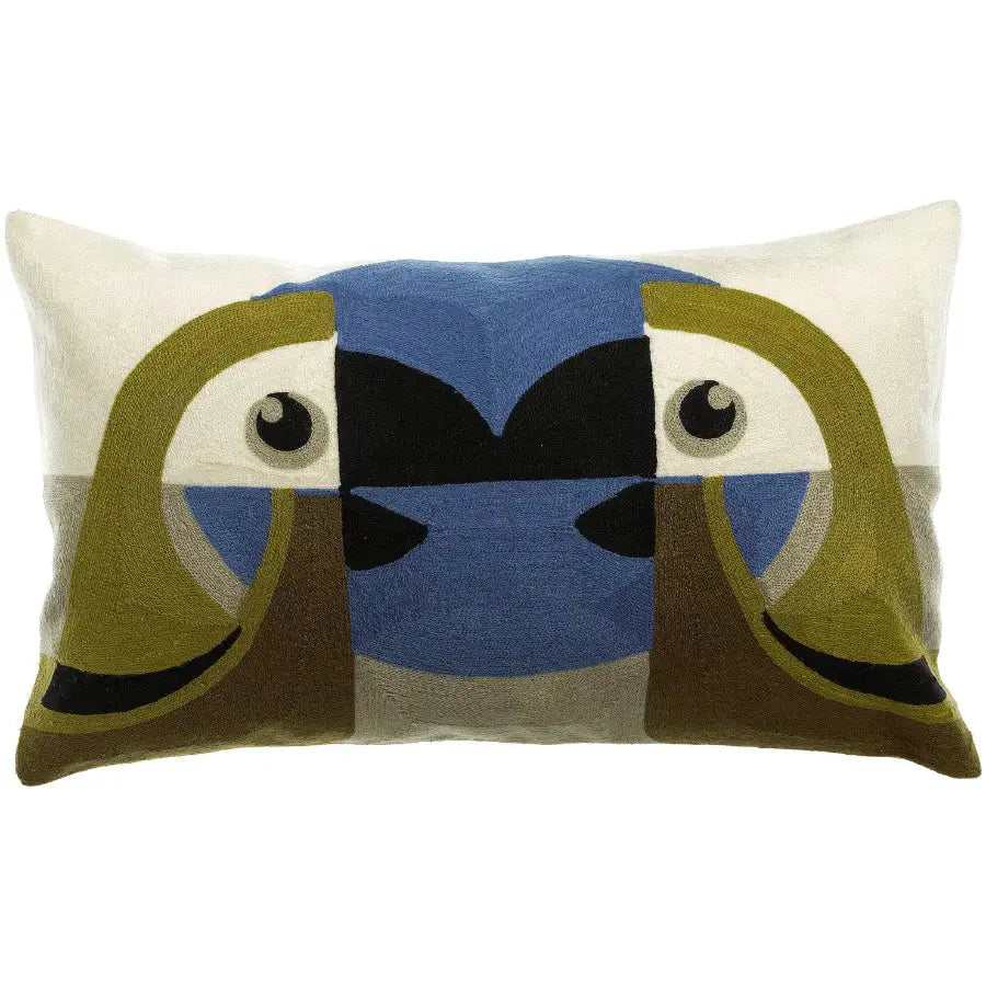 Coussin brodé Loro - Ciel Vivaraise