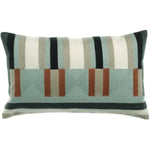 Coussin brodé graphique en coton Jason Cèdre - bandes rythmées - Vivaraise