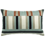 Coussin brodé graphique en coton Jason Cèdre - bandes rythmées - Vivaraise