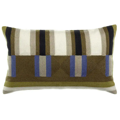 Coussin brodé graphique en coton Jason Ciel - lignes colorées - Vivaraise