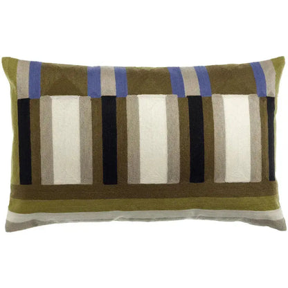 Coussin brodé graphique en coton Jason Ciel - lignes colorées - Vivaraise