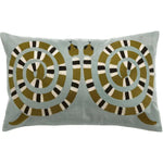 Coussin brodé graphique en coton Yoka Ciel - motif serpent - Vivaraise