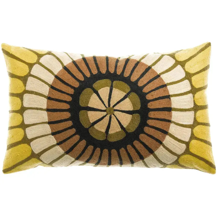 Coussin brodé multicolore Zeno - motif floral graphique - Vivaraise