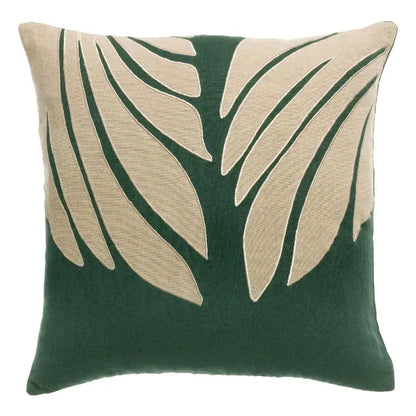 Coussin décoratif en lin  et coton Nilos abysse - feuille en relief - Vivaraise
