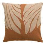 Coussin décoratif en lin et coton Nilos Moka - feuillage délicat - 45x45 cm -Vivaraise