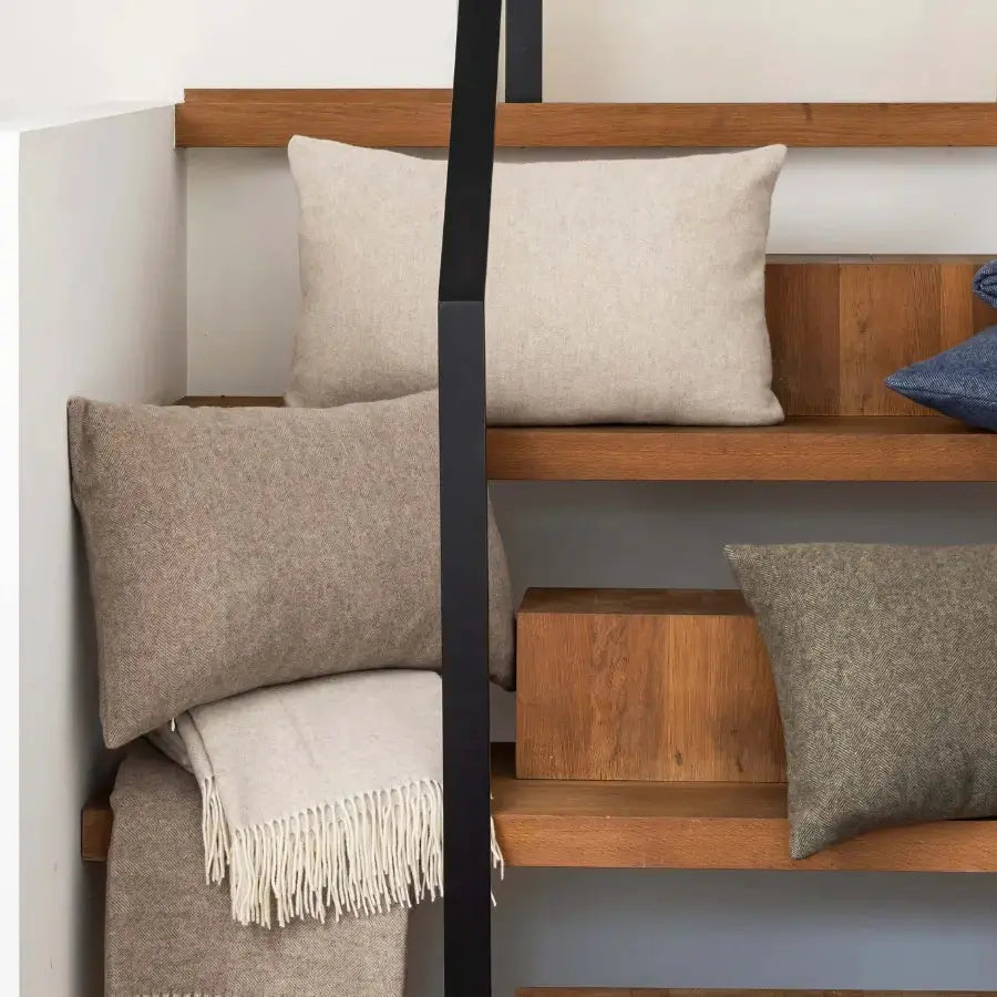 Coussin en Laine Beige à Chevrons - Carina Naturel 40x65 cm Vivaraise