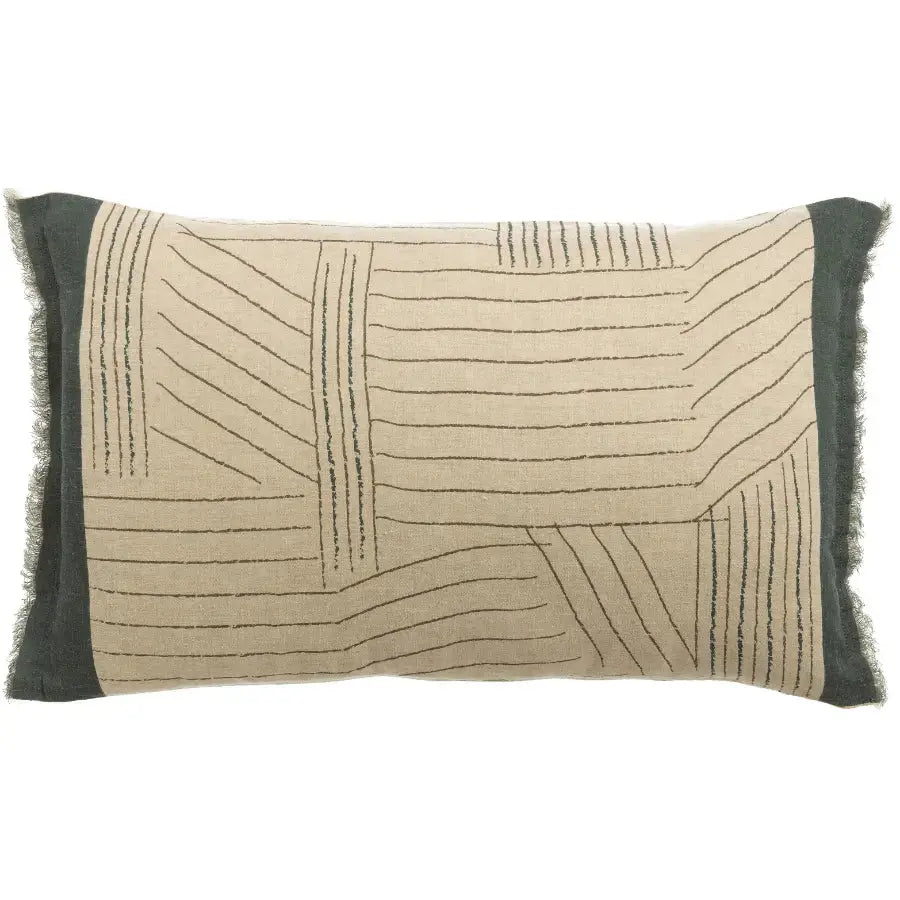 Coussin en lin graphique Zeff kori Abysse 40x65 cm - Vivaraise