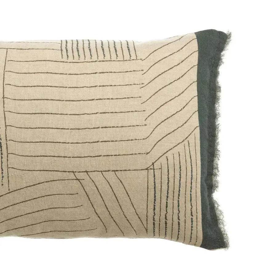 Coussin en lin graphique Zeff kori Abysse 40x65 cm - Vivaraise