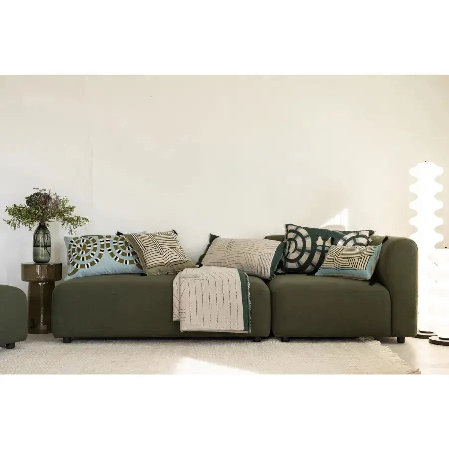 Coussin en lin graphique Zeff kori Abysse 40x65 cm - Vivaraise