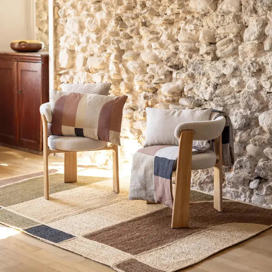 Coussin en lin naturel Zeff Kali - 40x65 cm - formes organiques Vivaraise