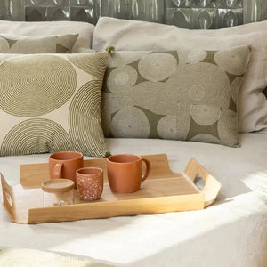 Coussin imprime en lin Tito Naturel - motif graphique - Vivaraise